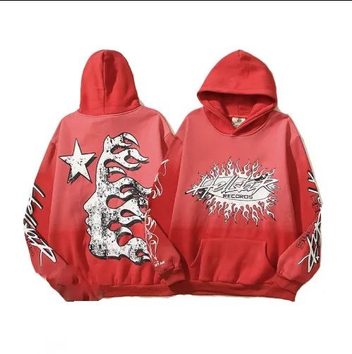 Ignite Your Inner Flame: The Red Hellstar Records Fire Face Hoodie - A Fusion of Music, Style, and Rebellion