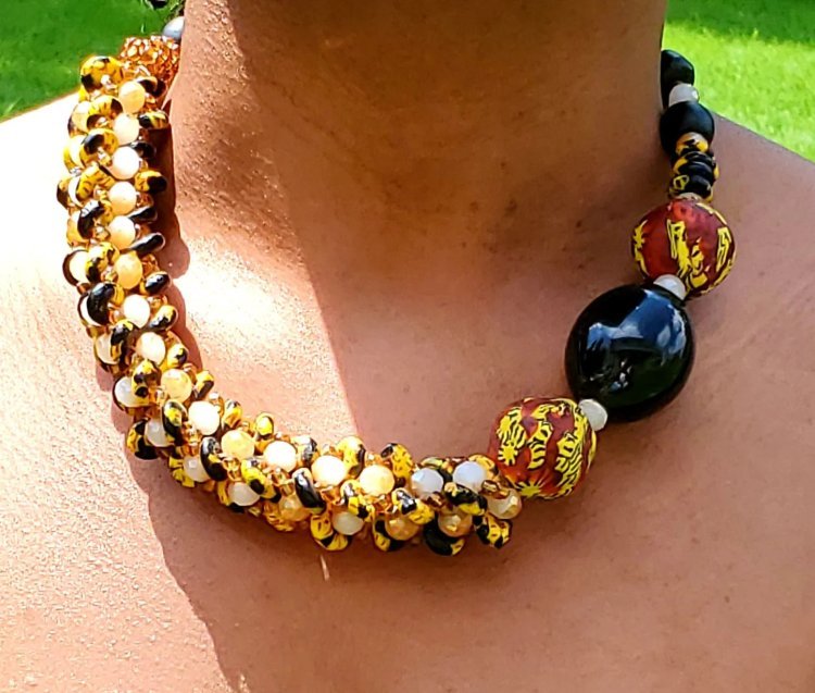 Glass bead necklace ghana