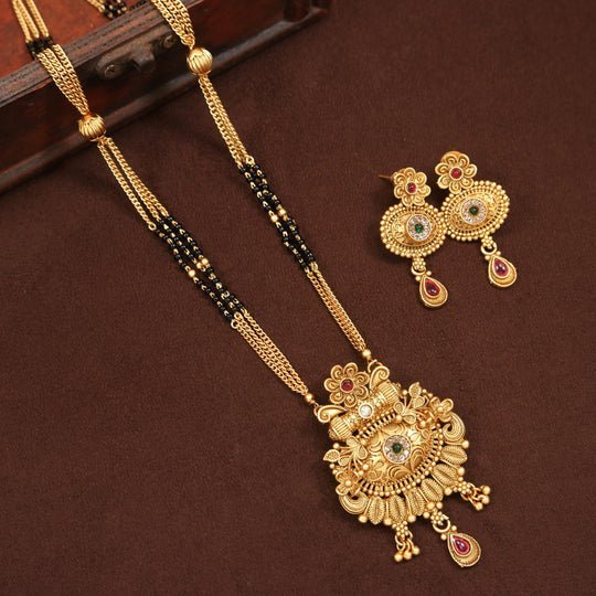 Shop The Perfect Gold and Temple Necklace Set for Women, Brass Mangalsutra Set